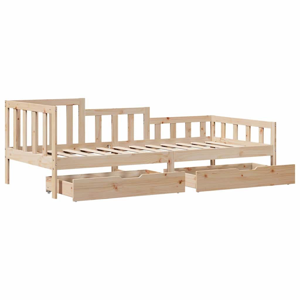 Lit de jour avec tiroirs sans matelas 90x190 cm bois massif - XIOS