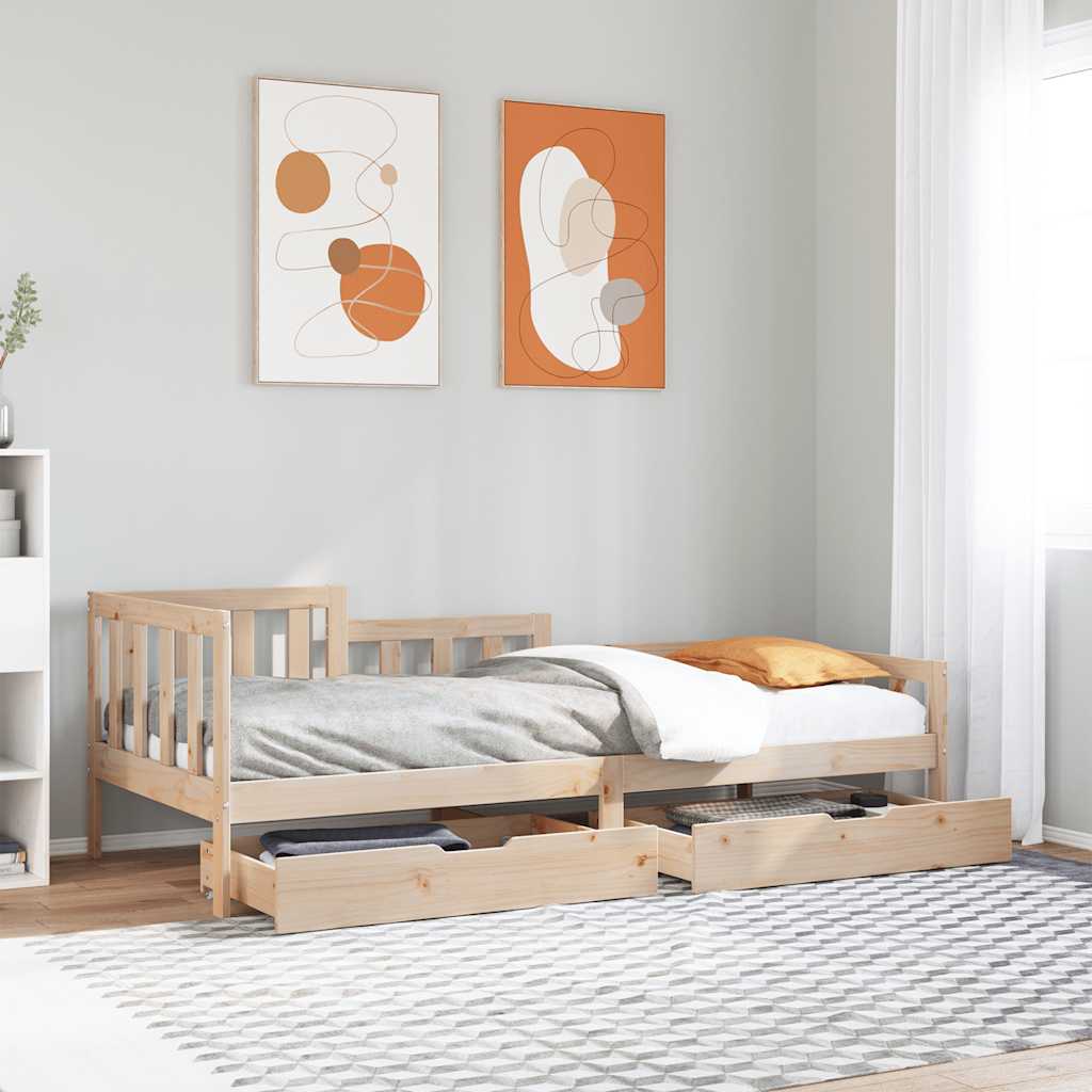 Lit de jour avec tiroirs sans matelas 90x190 cm bois massif - XIOS