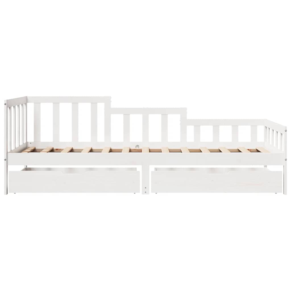 Lit de jour et tiroirs sans matelas blanc 80x200 cm bois massif - XIOS