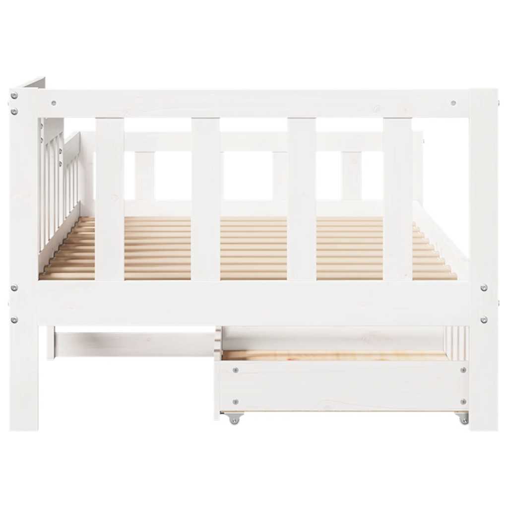 Lit de jour et tiroirs sans matelas blanc 90x200 cm bois massif - XIOS