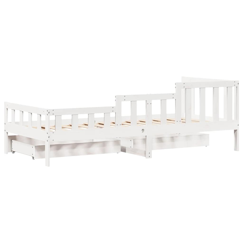 Lit de jour et tiroirs sans matelas blanc 90x200 cm bois massif - XIOS