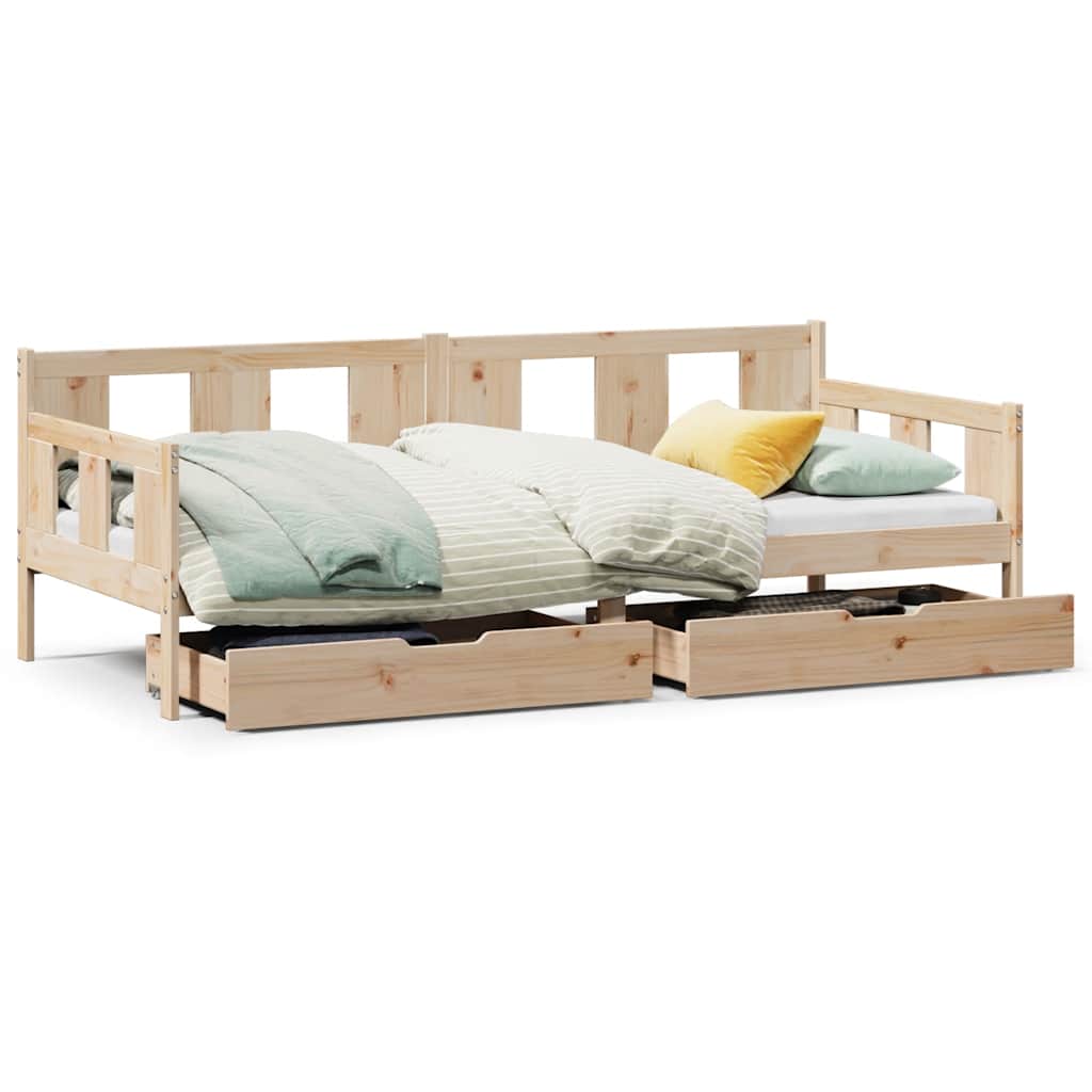 Lit de jour avec tiroirs sans matelas 90x190 cm bois massif - XIOS