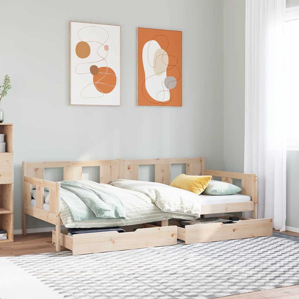 Lit de jour avec tiroirs sans matelas 90x190 cm bois massif - XIOS