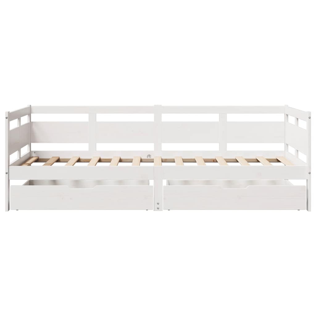 Lit de jour et tiroirs sans matelas blanc 80x200 cm bois massif - XIOS