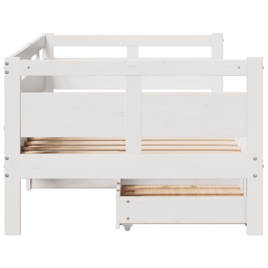 Lit de jour et tiroirs sans matelas blanc 80x200 cm bois massif - XIOS