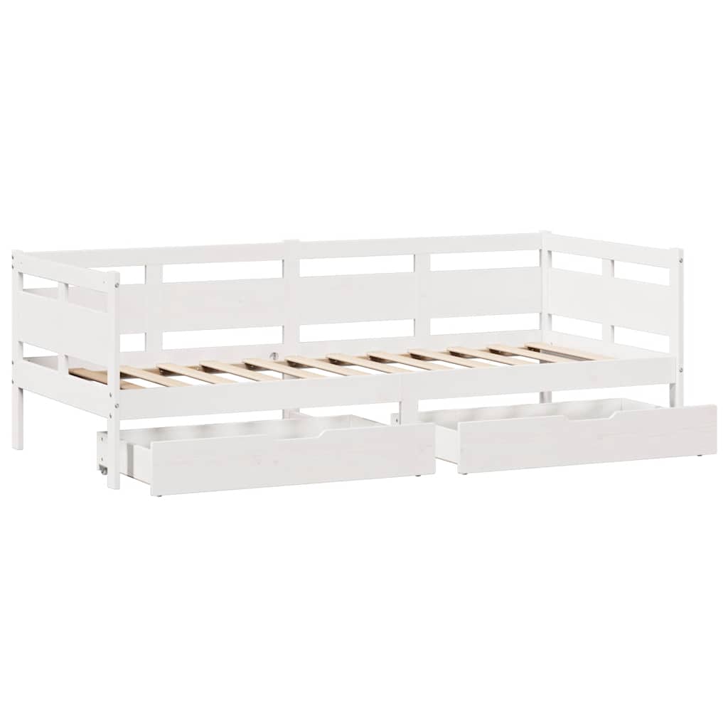 Lit de jour et tiroirs sans matelas blanc 80x200 cm bois massif - XIOS