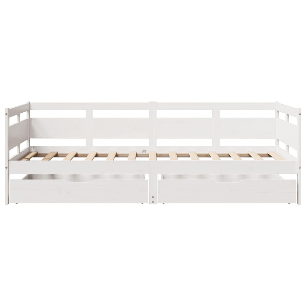Lit de jour et tiroirs sans matelas blanc 90x190 cm bois massif - XIOS