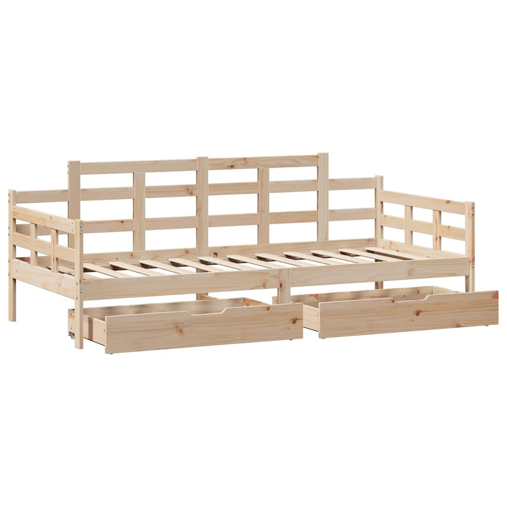 Lit de jour avec tiroirs sans matelas 90x200 cm bois massif - XIOS