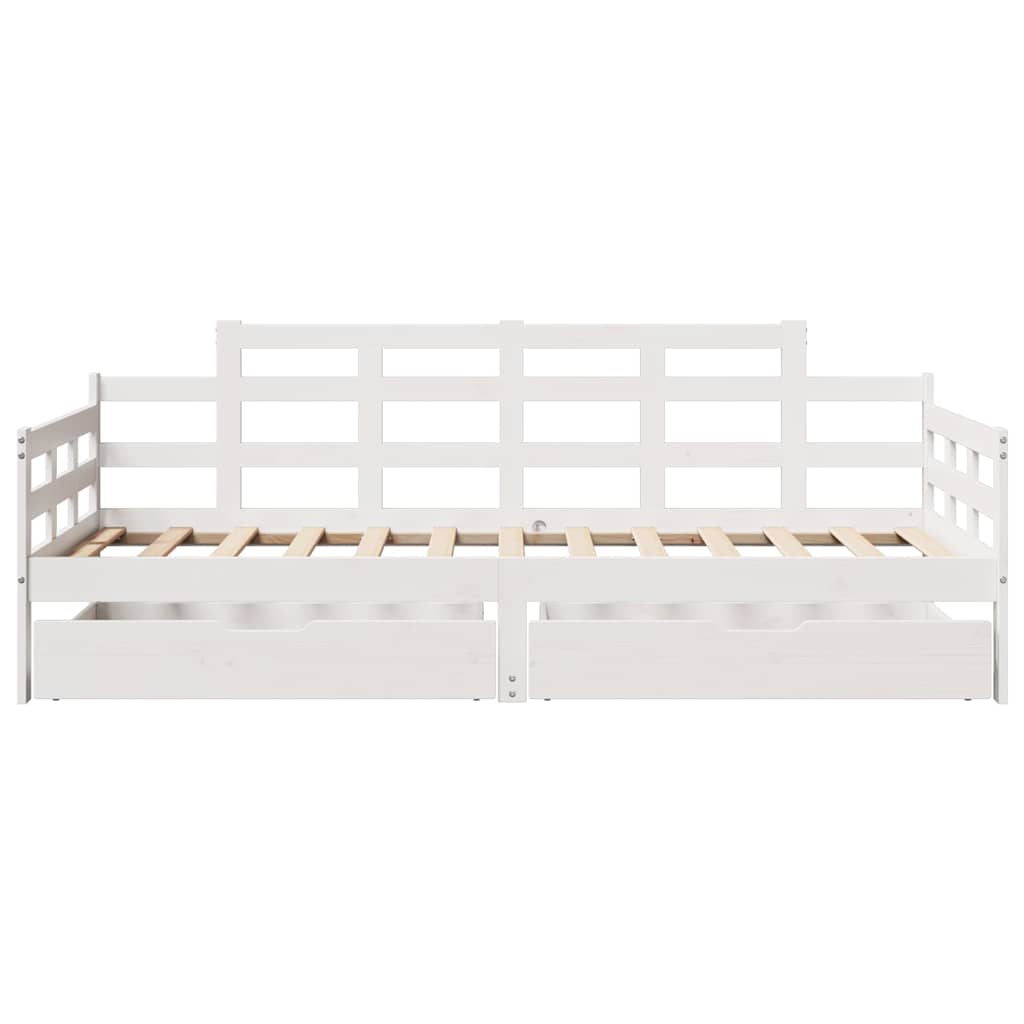 Lit de jour et tiroirs sans matelas blanc 90x200 cm bois massif - XIOS