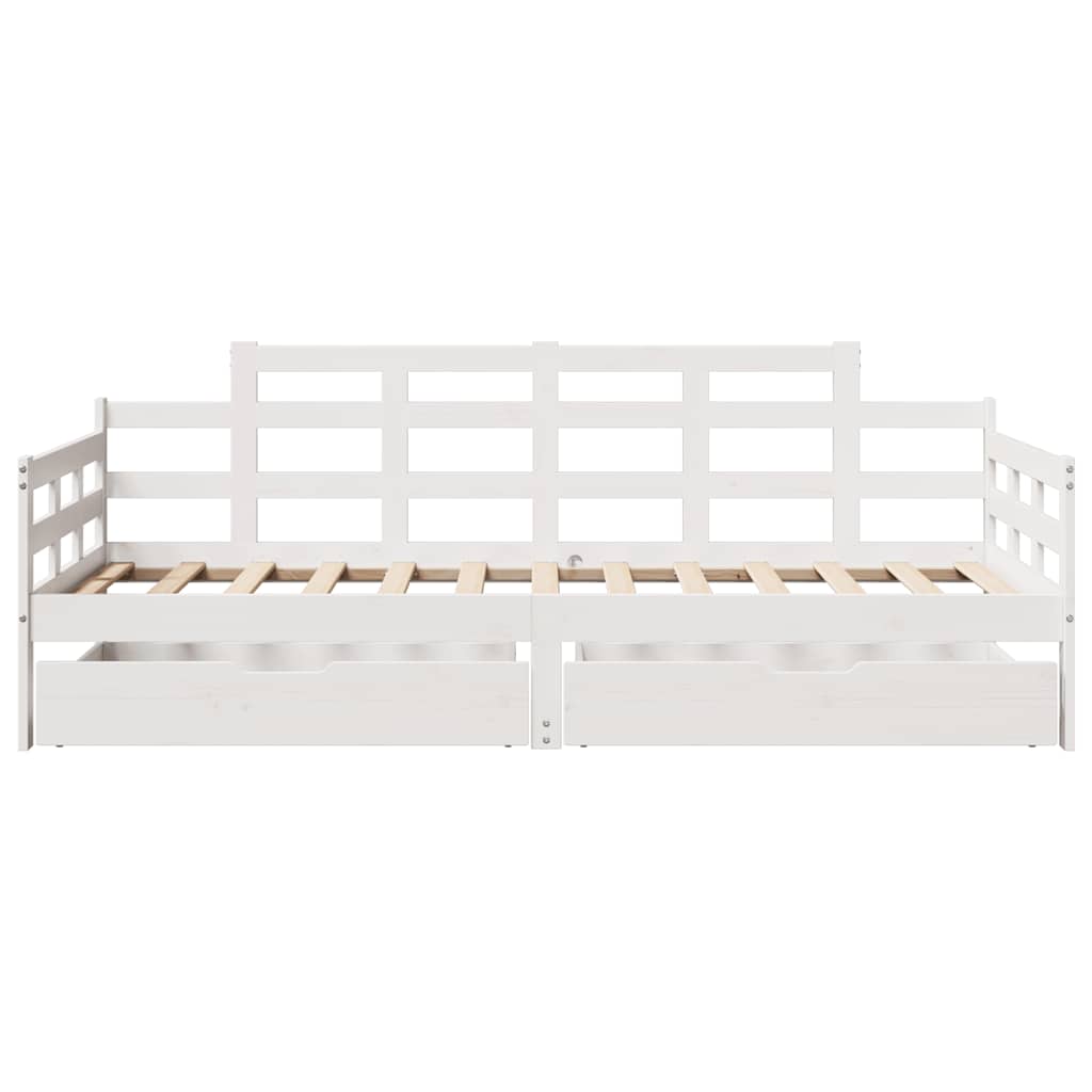 Lit de jour et tiroirs sans matelas blanc 80x200 cm bois massif - XIOS