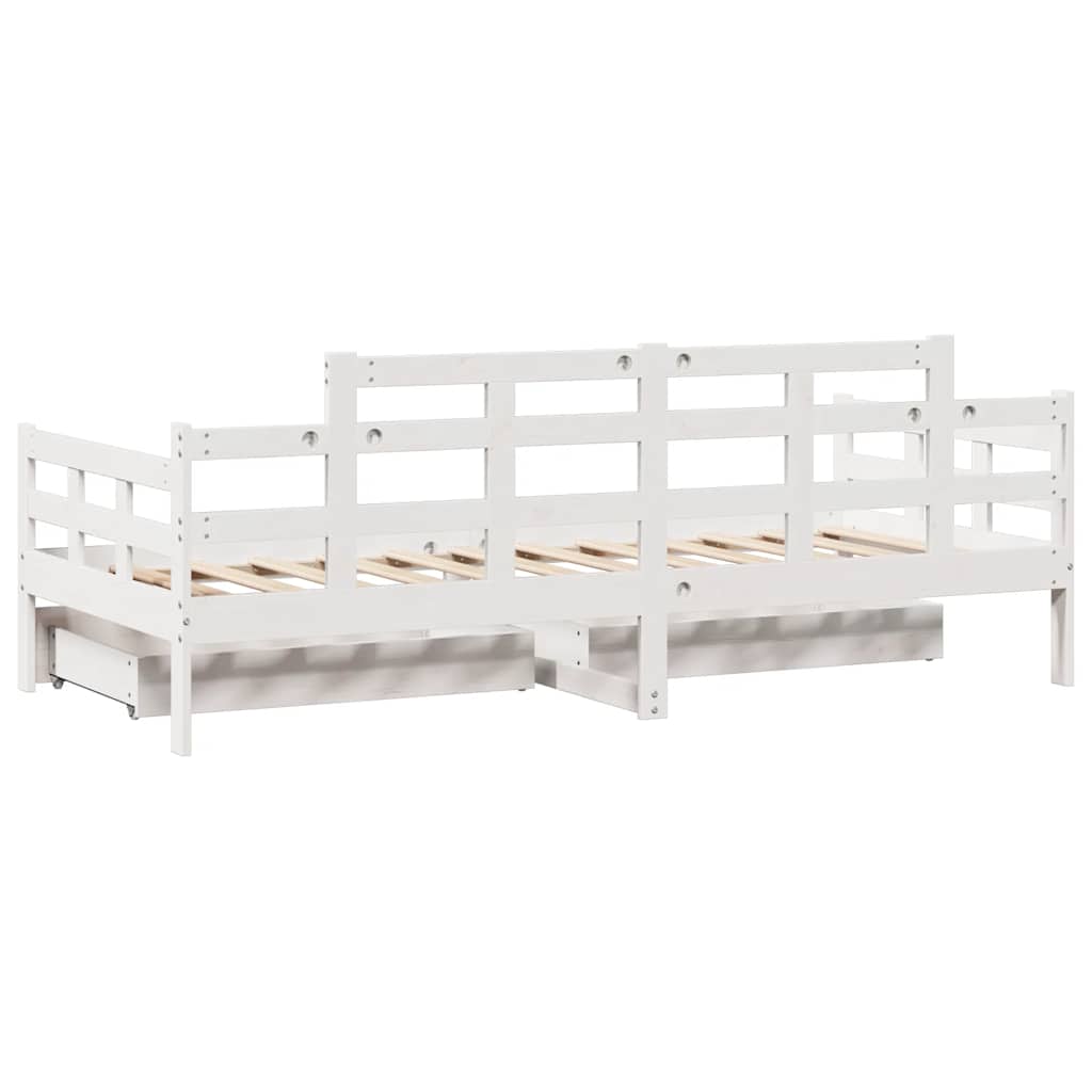 Lit de jour et tiroirs sans matelas blanc 80x200 cm bois massif - XIOS