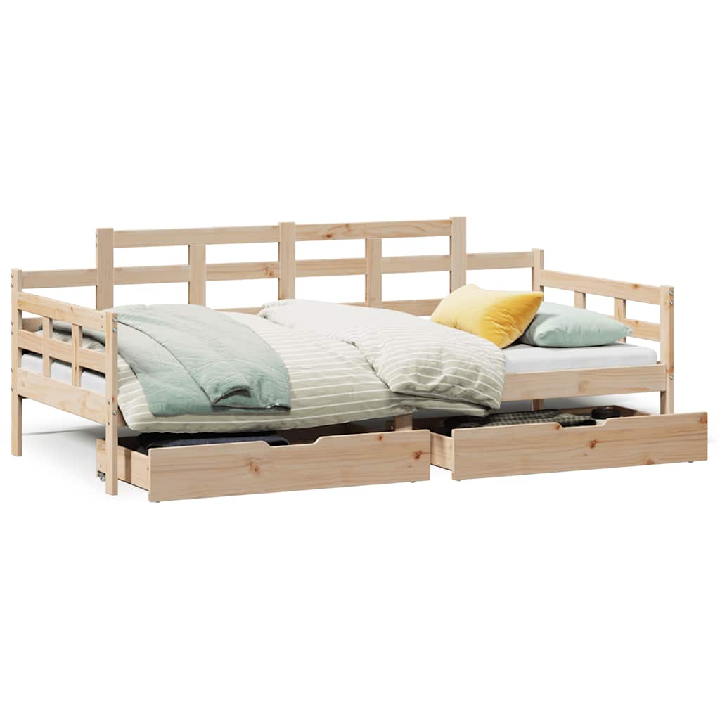 Lit de jour avec tiroirs sans matelas 90x190 cm bois massif - XIOS
