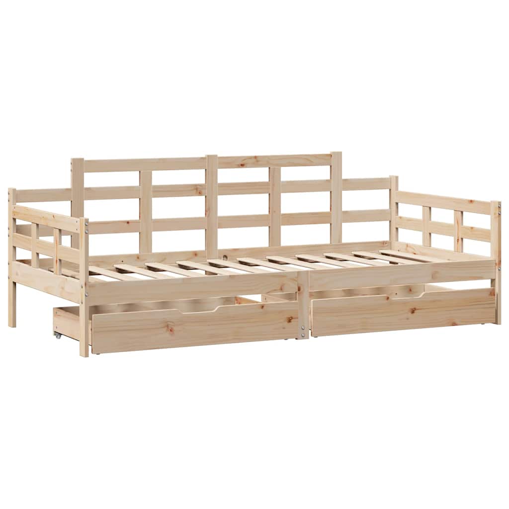 Lit de jour avec tiroirs sans matelas 90x190 cm bois massif - XIOS