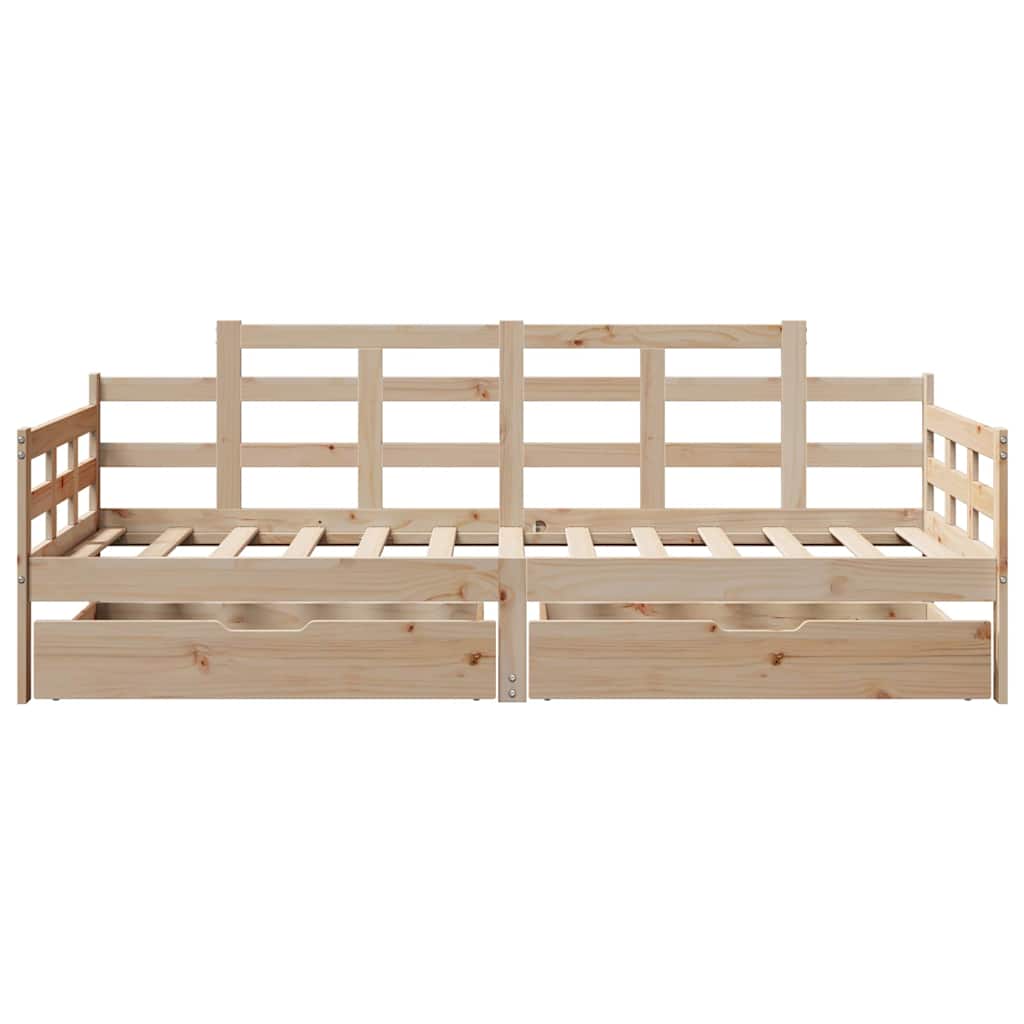 Lit de jour avec tiroirs sans matelas 90x190 cm bois massif - XIOS