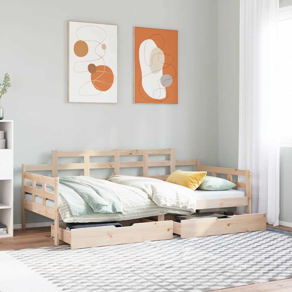 Lit de jour avec tiroirs sans matelas 90x190 cm bois massif - XIOS