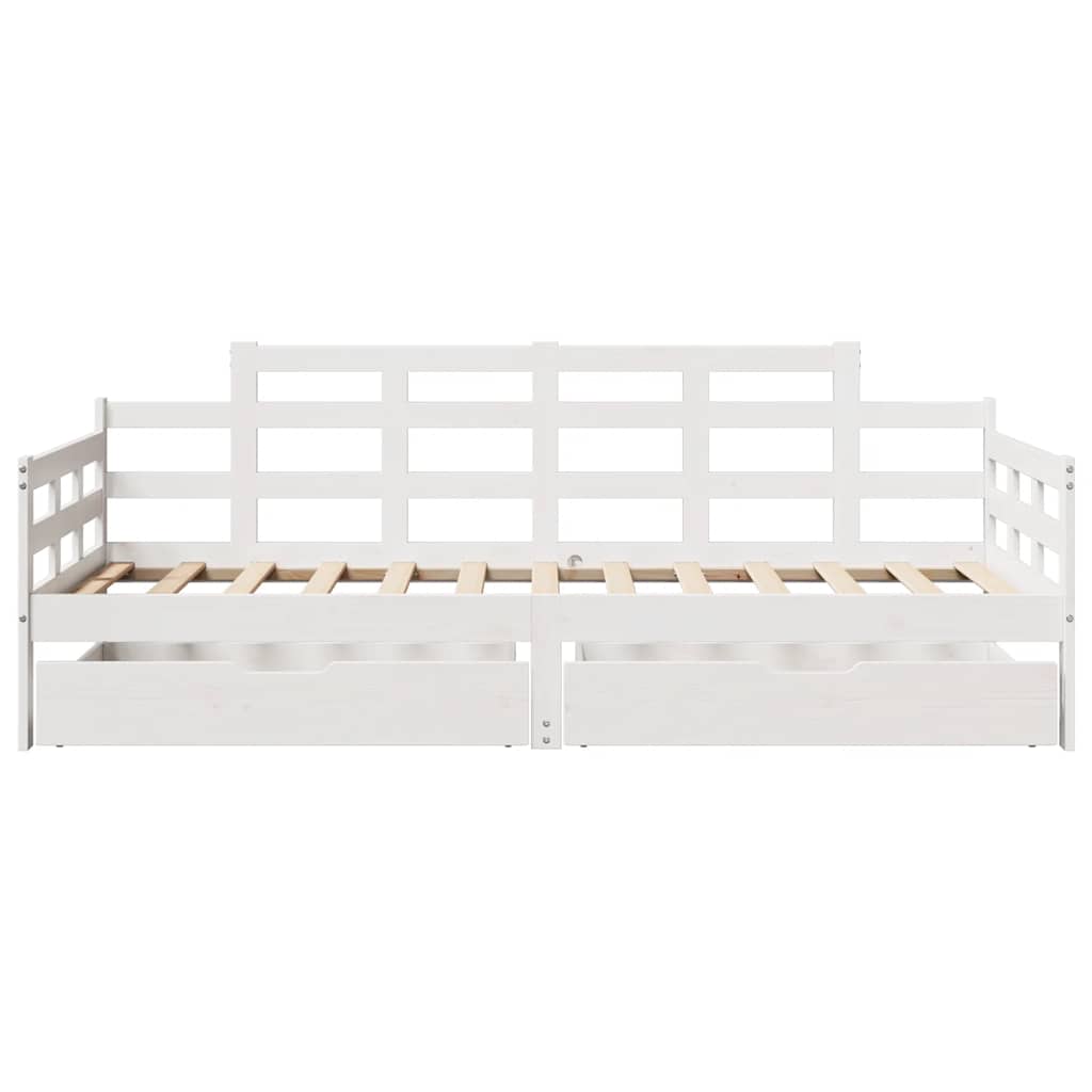 Lit de jour et tiroirs sans matelas blanc 90x190 cm bois massif - XIOS