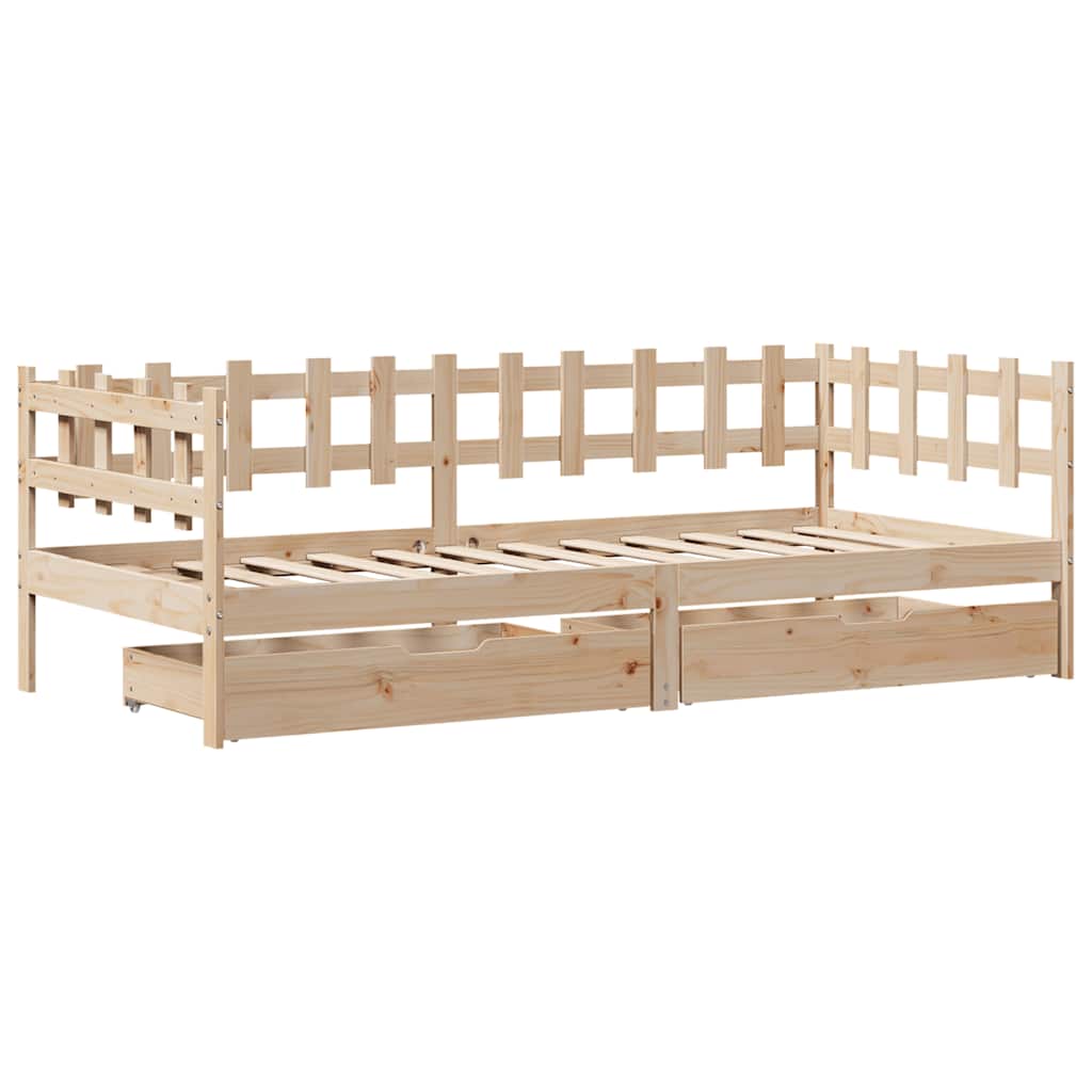 Lit de jour avec tiroirs sans matelas 90x190 cm bois massif - XIOS