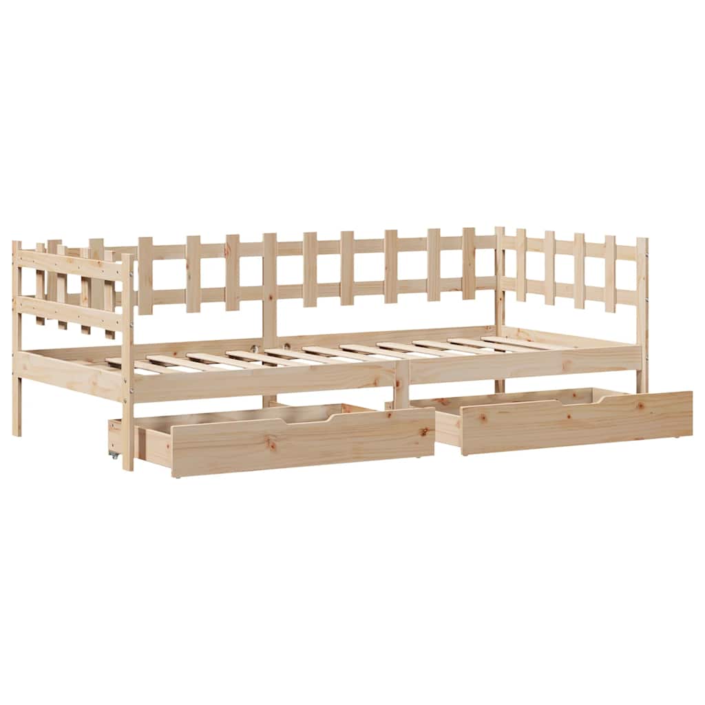 Lit de jour avec tiroirs sans matelas 90x190 cm bois massif - XIOS