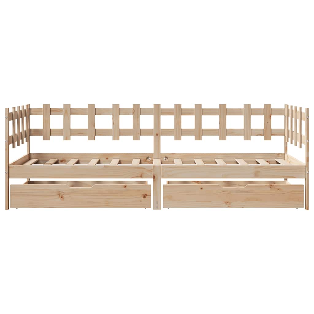 Lit de jour avec tiroirs sans matelas 80x200 cm bois massif - XIOS