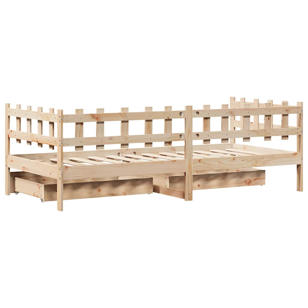 Lit de jour avec tiroirs sans matelas 90x200 cm bois massif - XIOS
