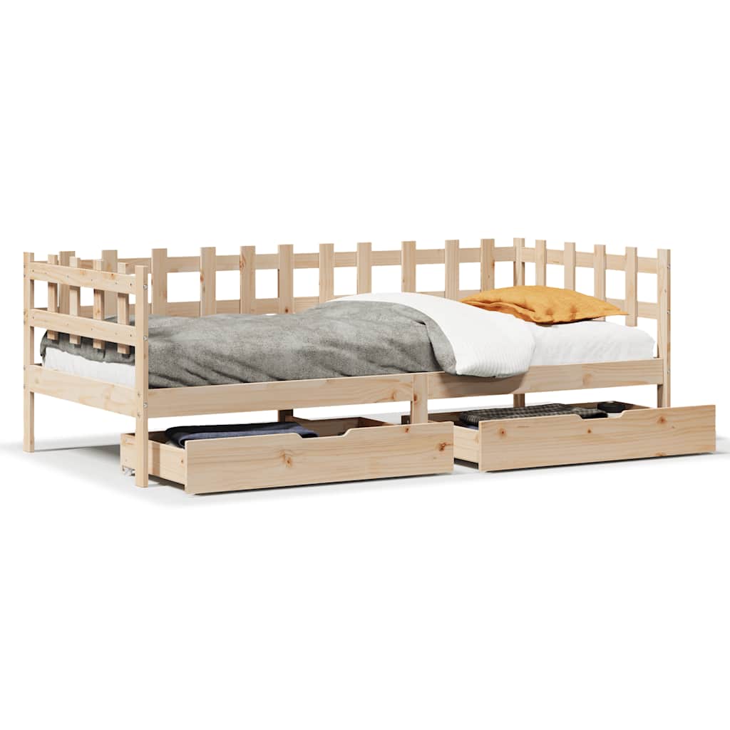 Lit de jour avec tiroirs sans matelas 90x190 cm bois massif - XIOS