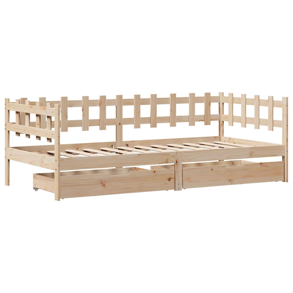 Lit de jour avec tiroirs sans matelas 90x190 cm bois massif - XIOS