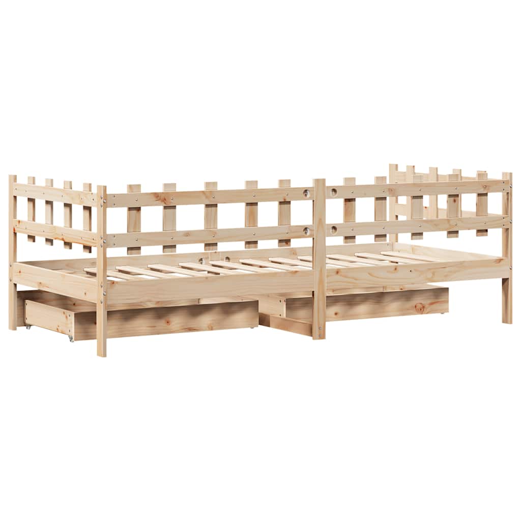 Lit de jour avec tiroirs sans matelas 90x190 cm bois massif - XIOS