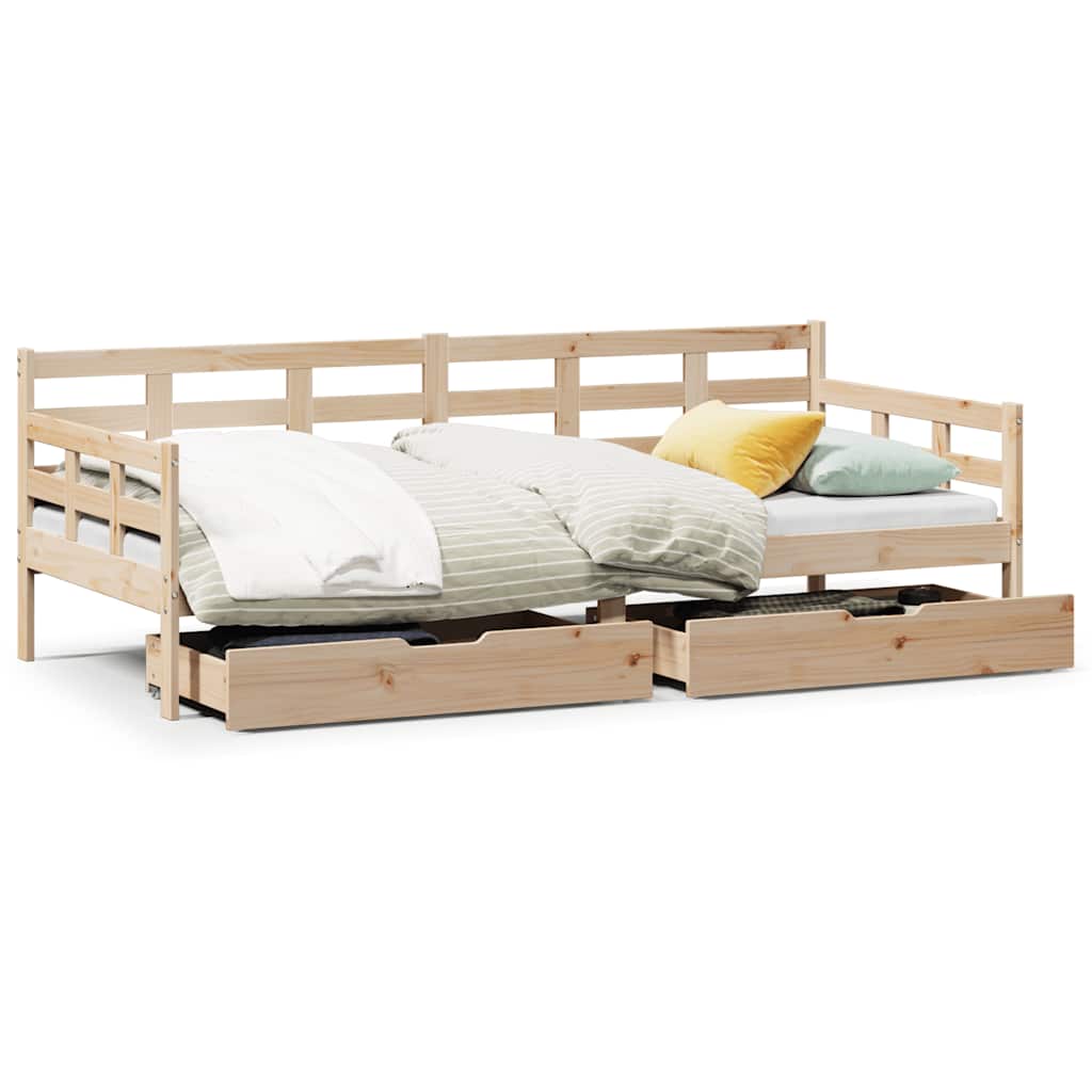Lit de jour avec tiroirs sans matelas 90x200 cm bois massif - XIOS
