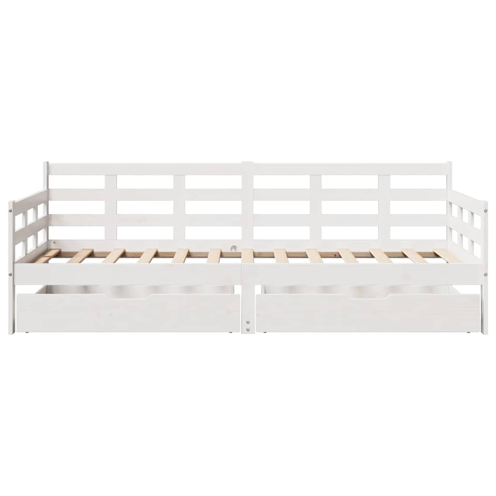 Lit de jour et tiroirs sans matelas blanc 80x200 cm bois massif - XIOS