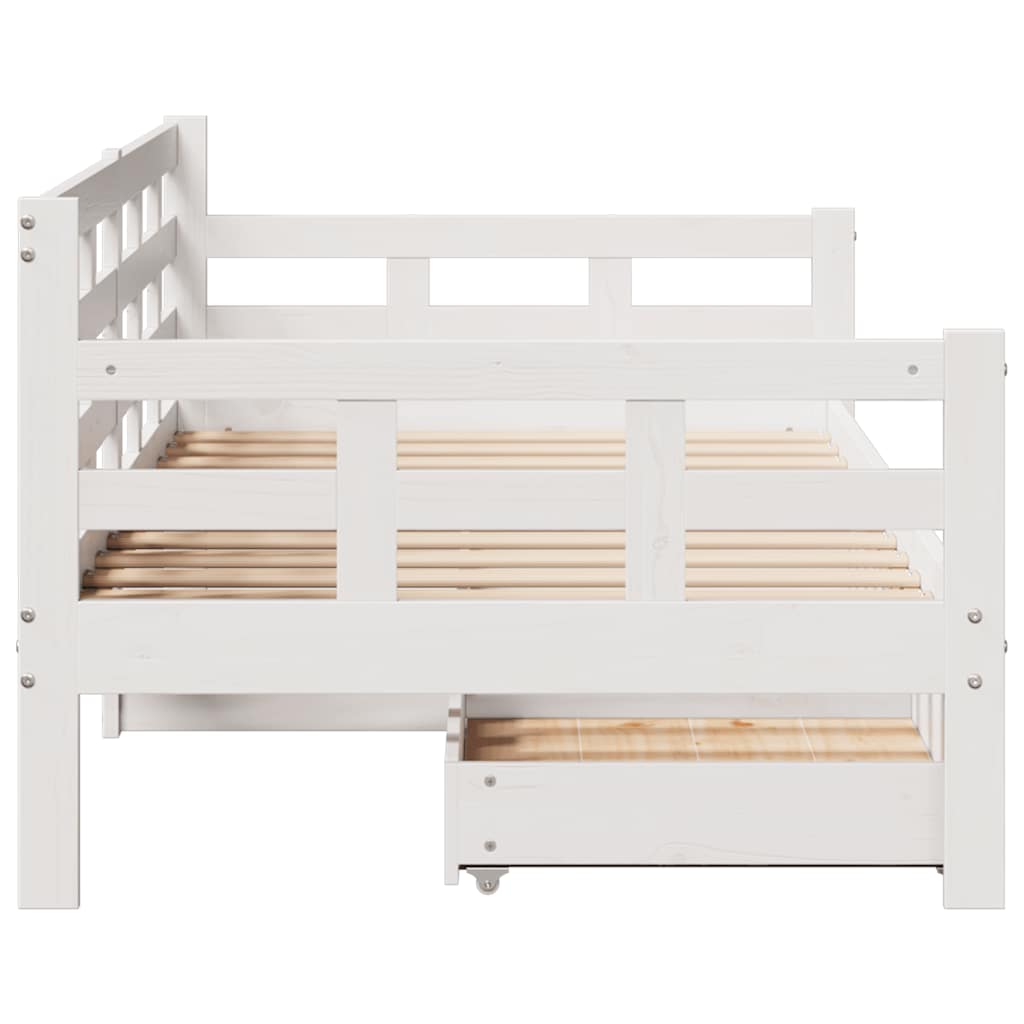 Lit de jour et tiroirs sans matelas blanc 80x200 cm bois massif - XIOS