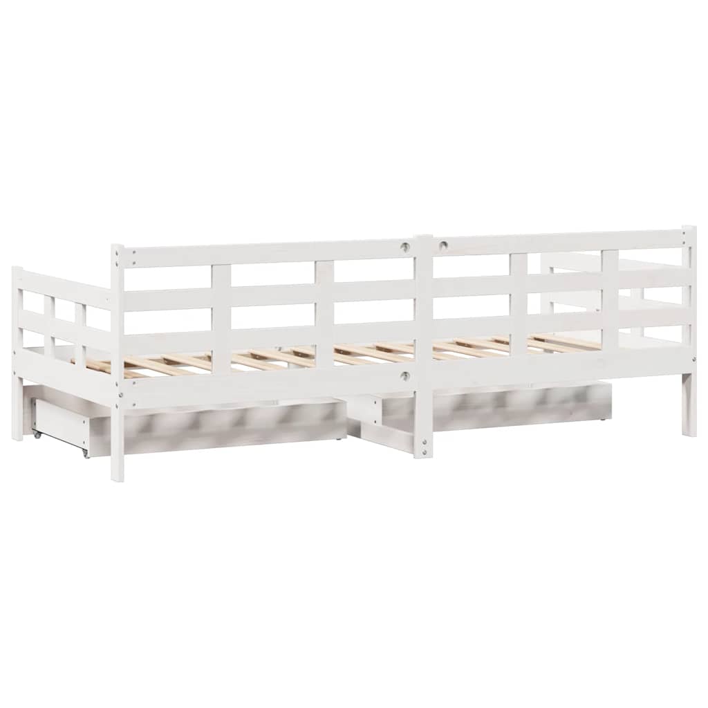 Lit de jour et tiroirs sans matelas blanc 80x200 cm bois massif - XIOS