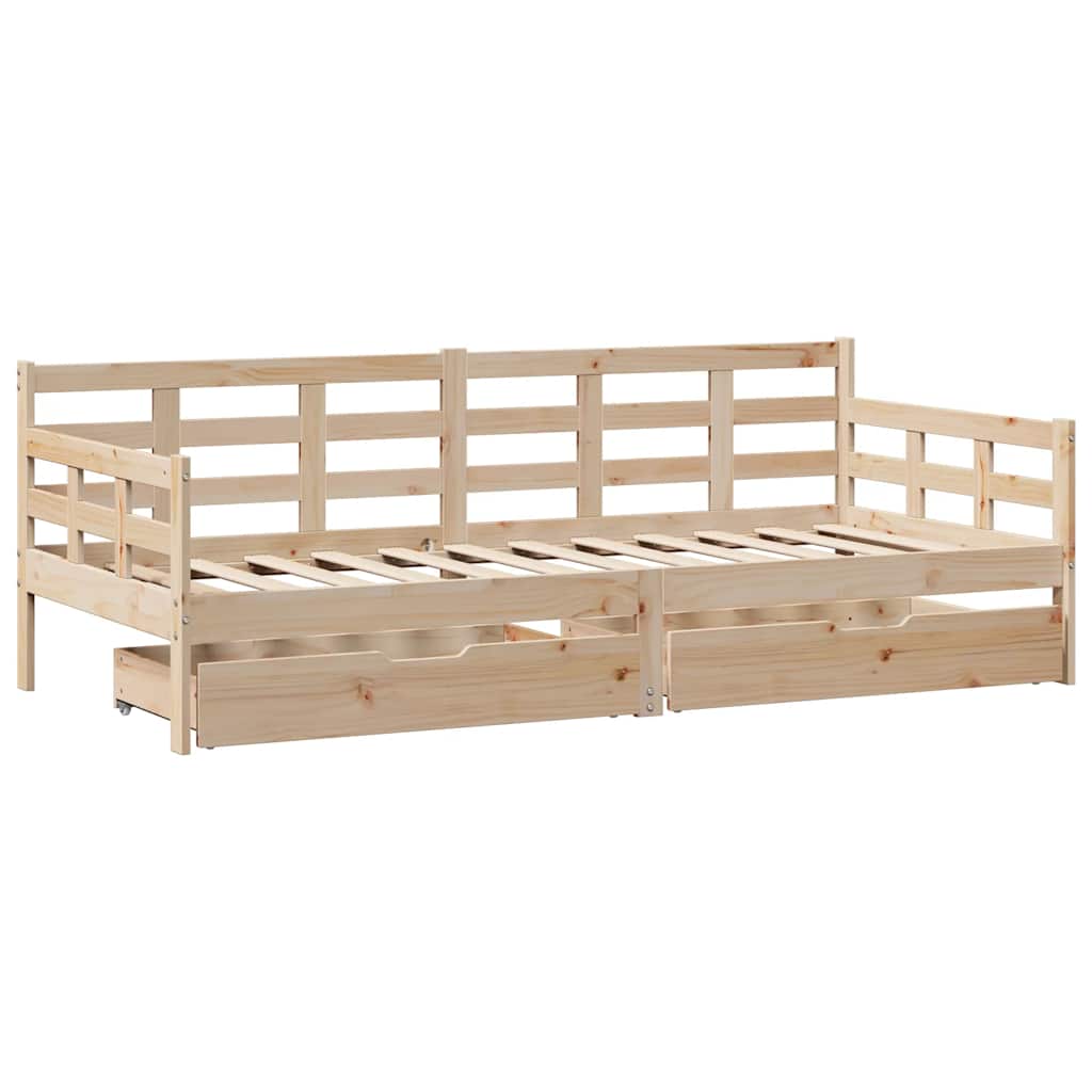 Lit de jour avec tiroirs sans matelas 90x190 cm bois massif - XIOS
