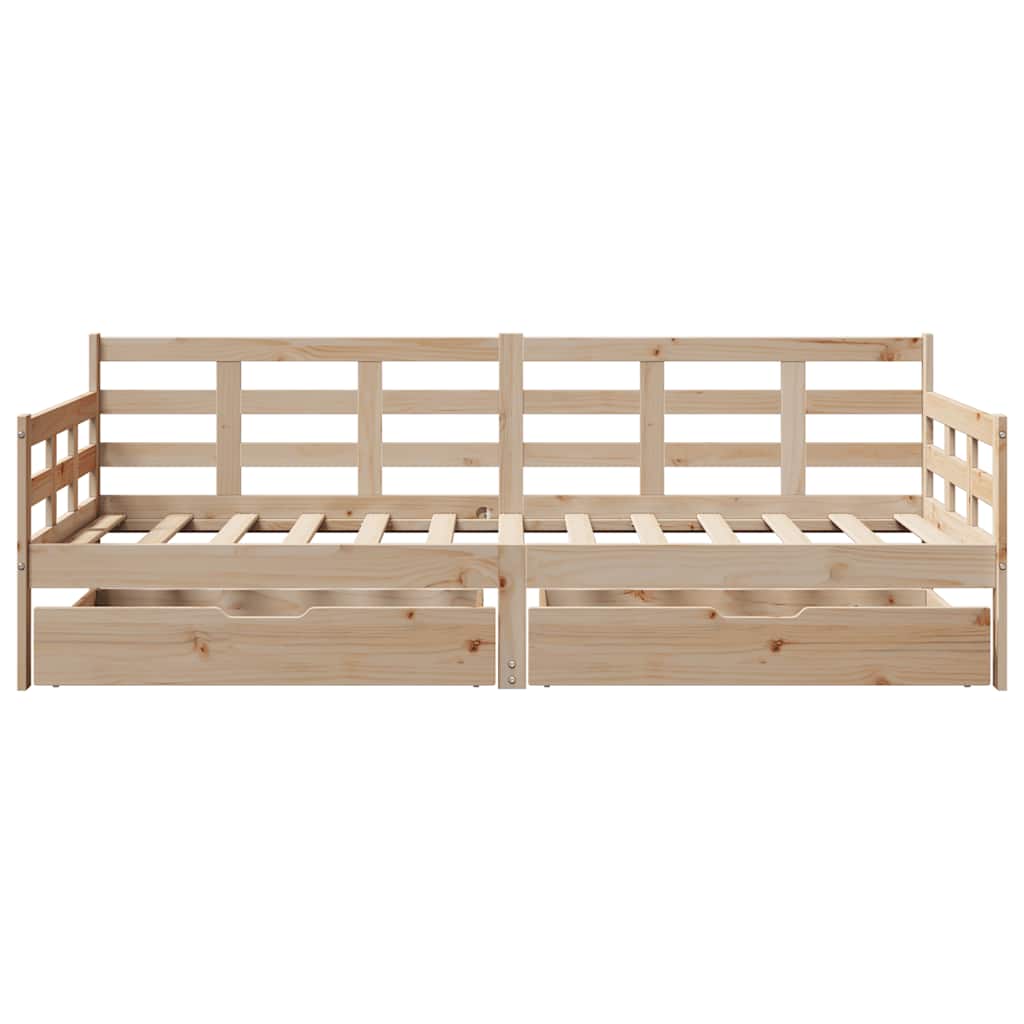 Lit de jour avec tiroirs sans matelas 90x190 cm bois massif - XIOS