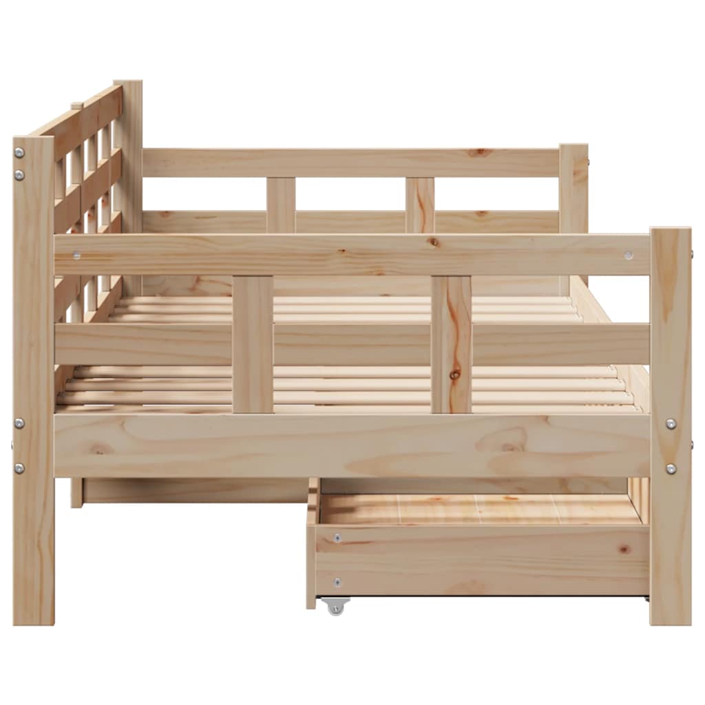 Lit de jour avec tiroirs sans matelas 90x190 cm bois massif - XIOS