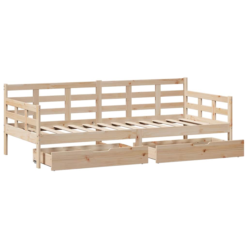Lit de jour avec tiroirs sans matelas 90x190 cm bois massif - XIOS