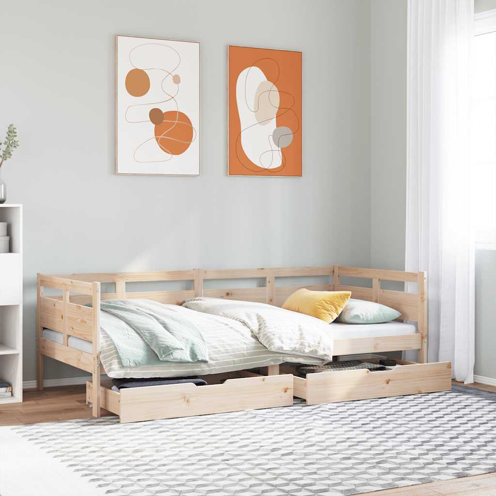Lit de jour avec tiroirs sans matelas 90x190 cm bois massif - XIOS