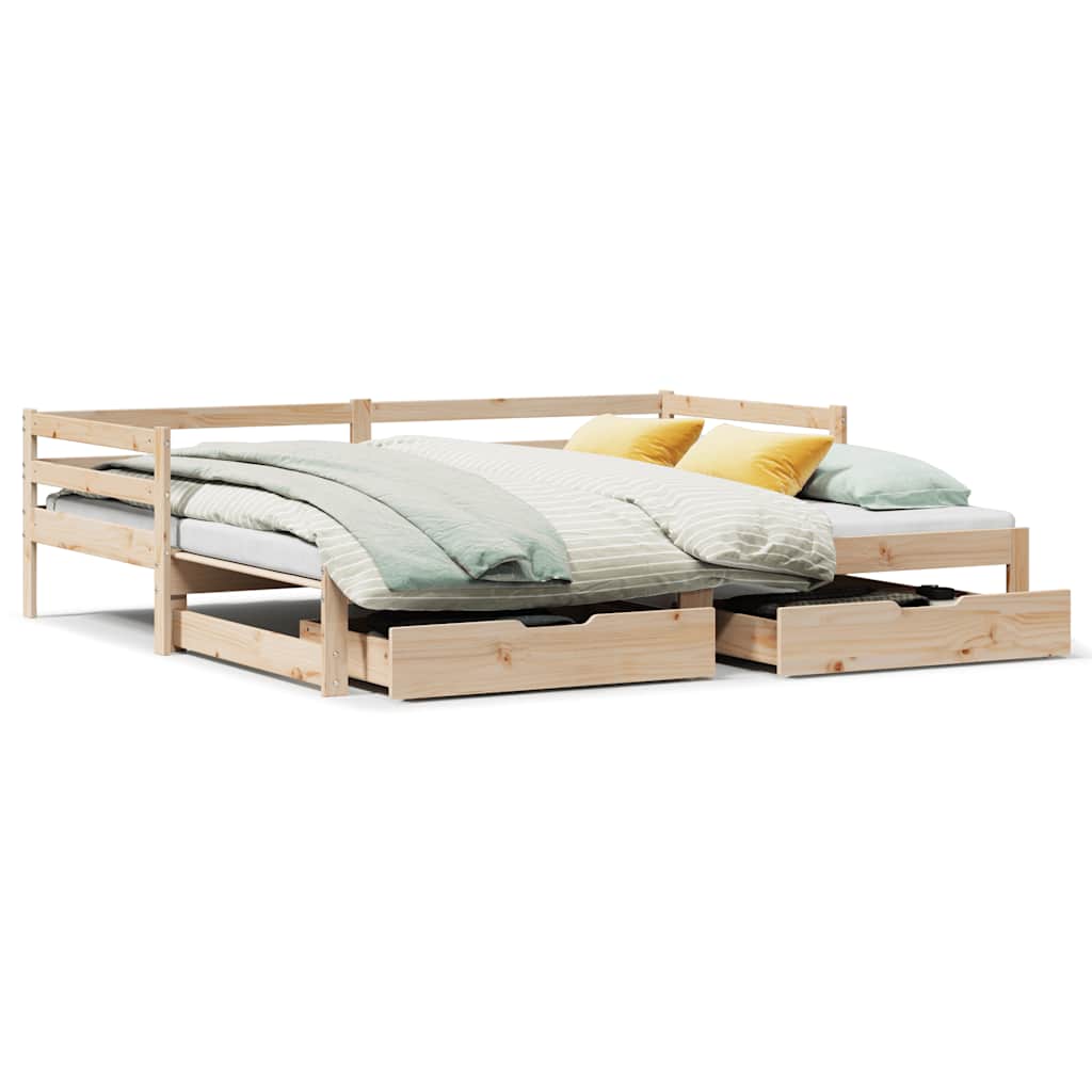 Lit de jour avec tiroirs sans matelas 90x200 cm bois massif - XIOS
