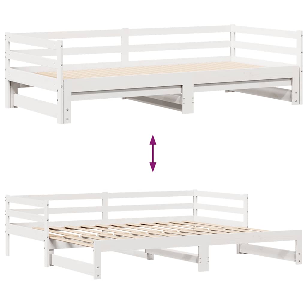 Lit de jour et tiroirs sans matelas blanc 90x200 cm bois massif - XIOS