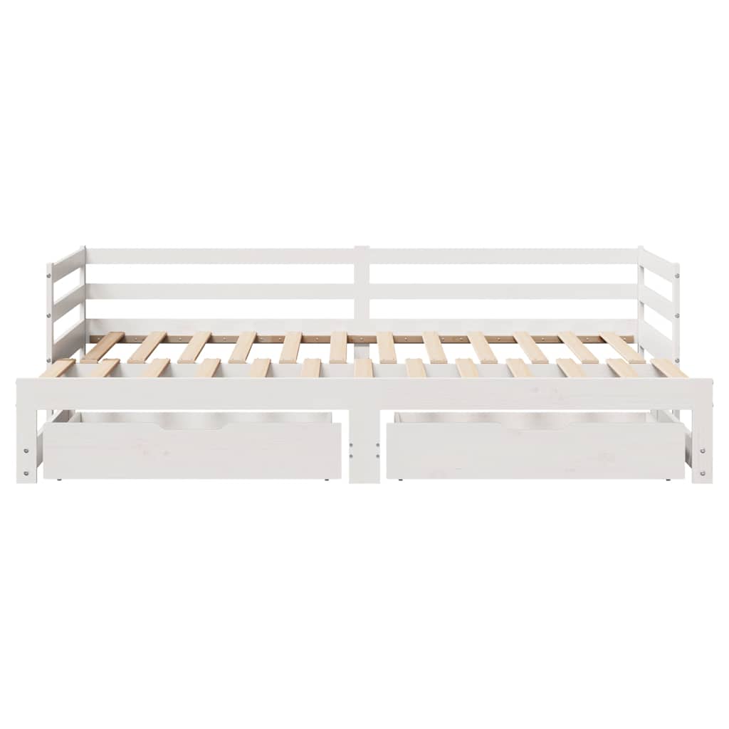 Lit de jour et tiroirs sans matelas blanc 90x200 cm bois massif - XIOS