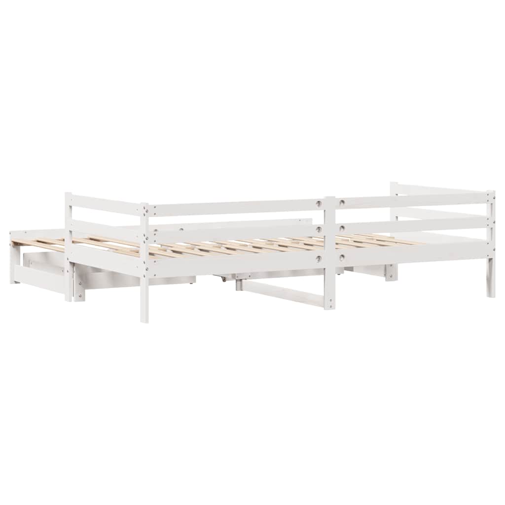 Lit de jour et tiroirs sans matelas blanc 90x200 cm bois massif - XIOS