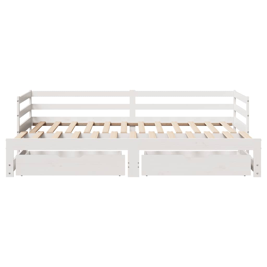Lit de jour avec gigogne et tiroirs sans matelas blanc 80x200cm - XIOS