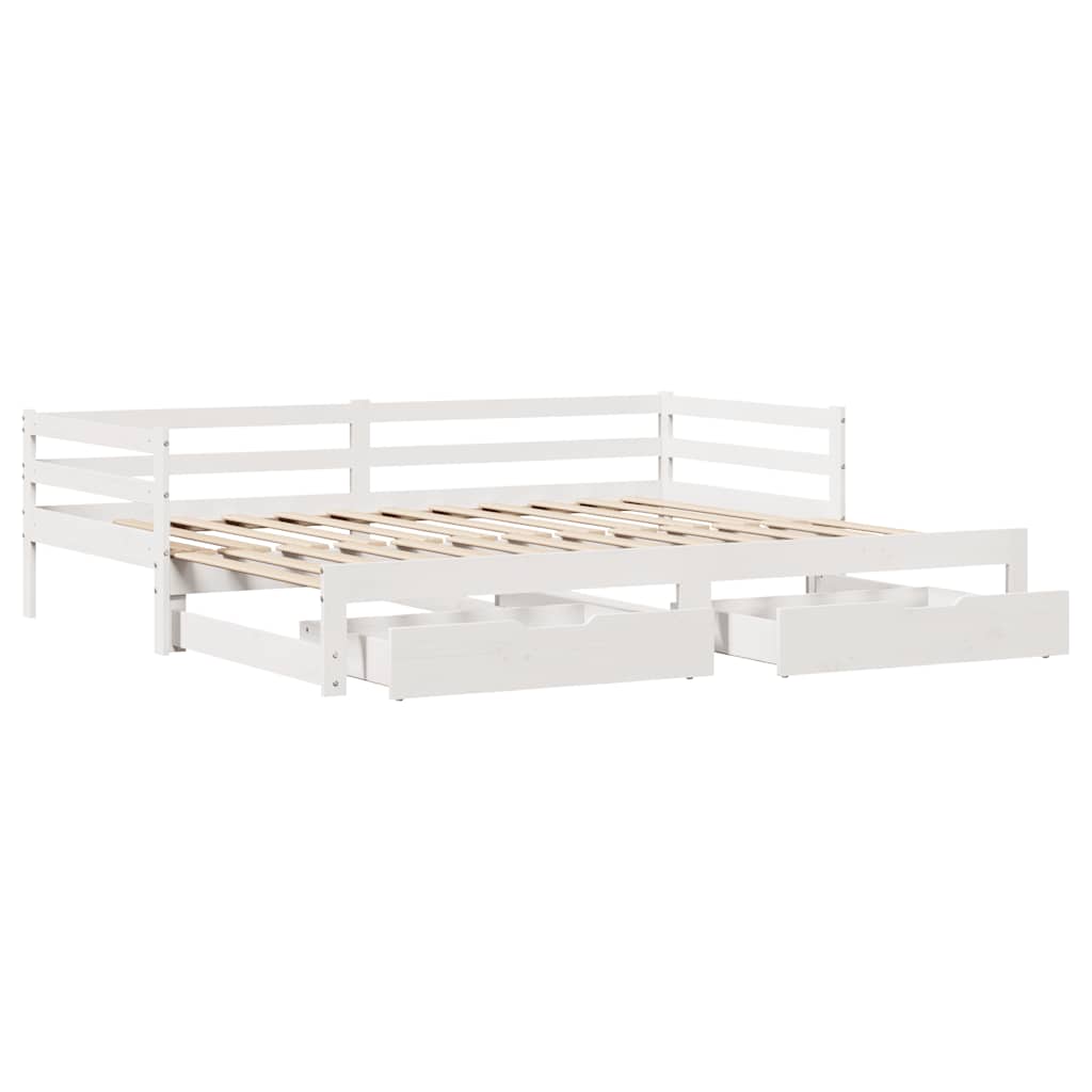 Lit de jour avec gigogne et tiroirs sans matelas blanc 80x200cm - XIOS