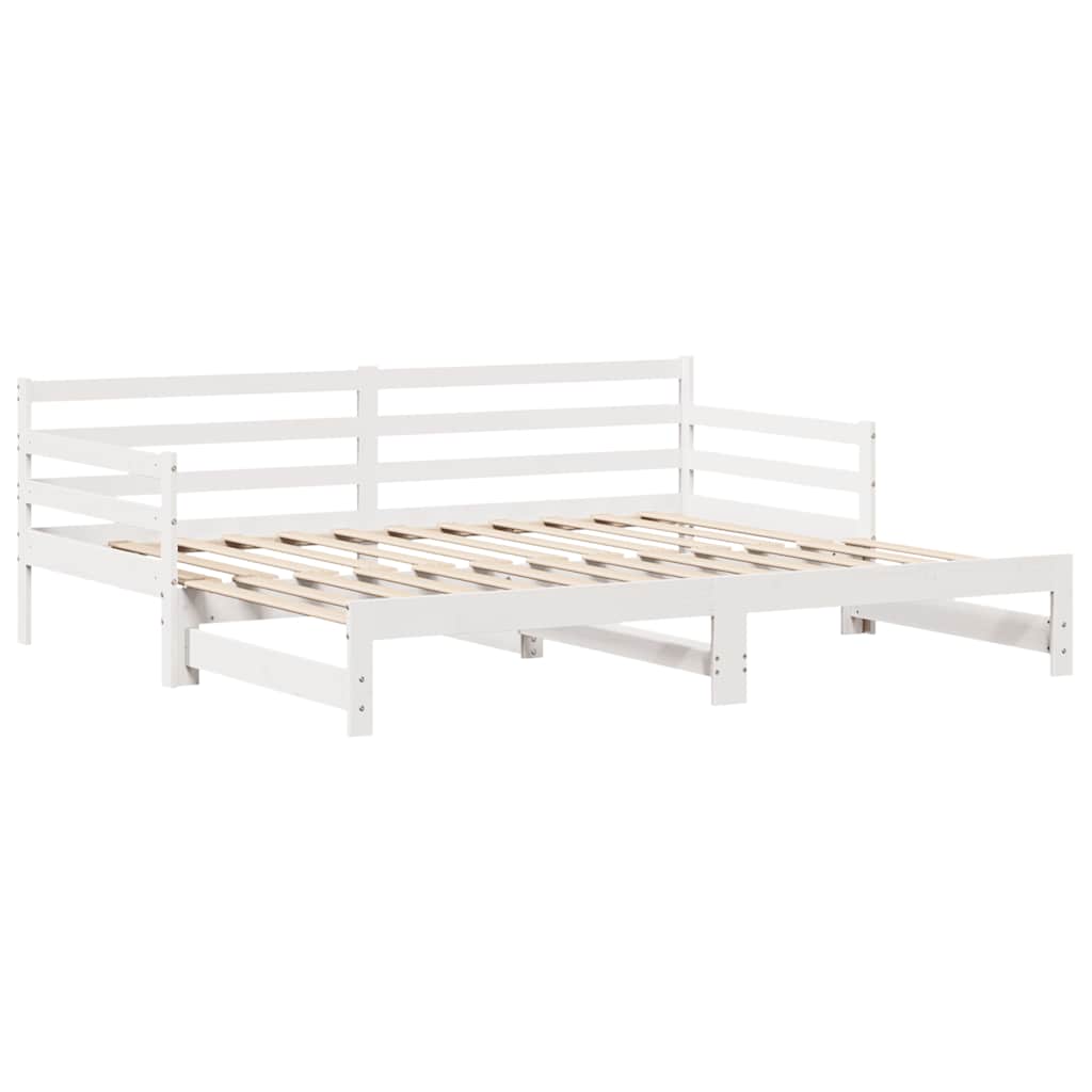 Lit de jour et tiroirs sans matelas blanc 90x200 cm bois massif - XIOS