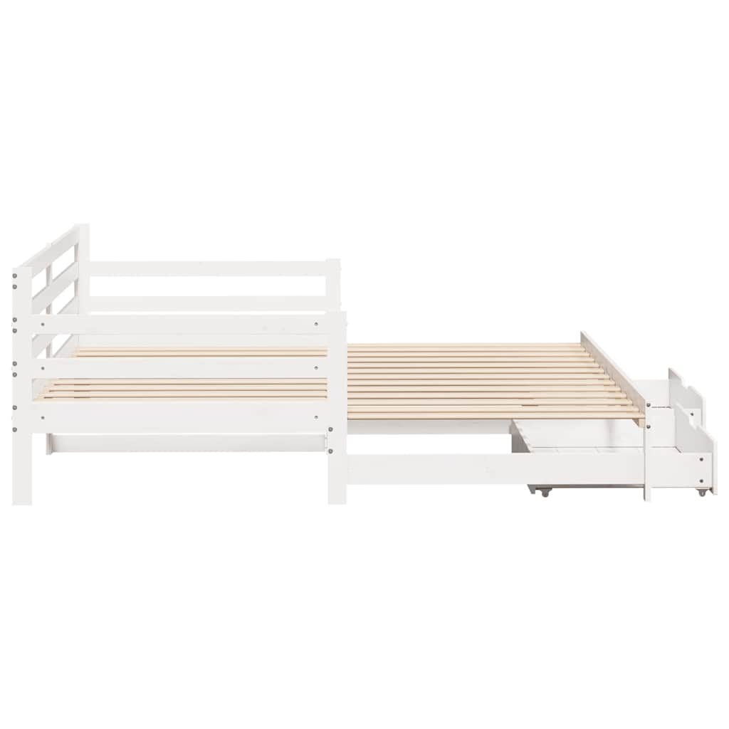 Lit de jour et tiroirs sans matelas blanc 90x200 cm bois massif - XIOS