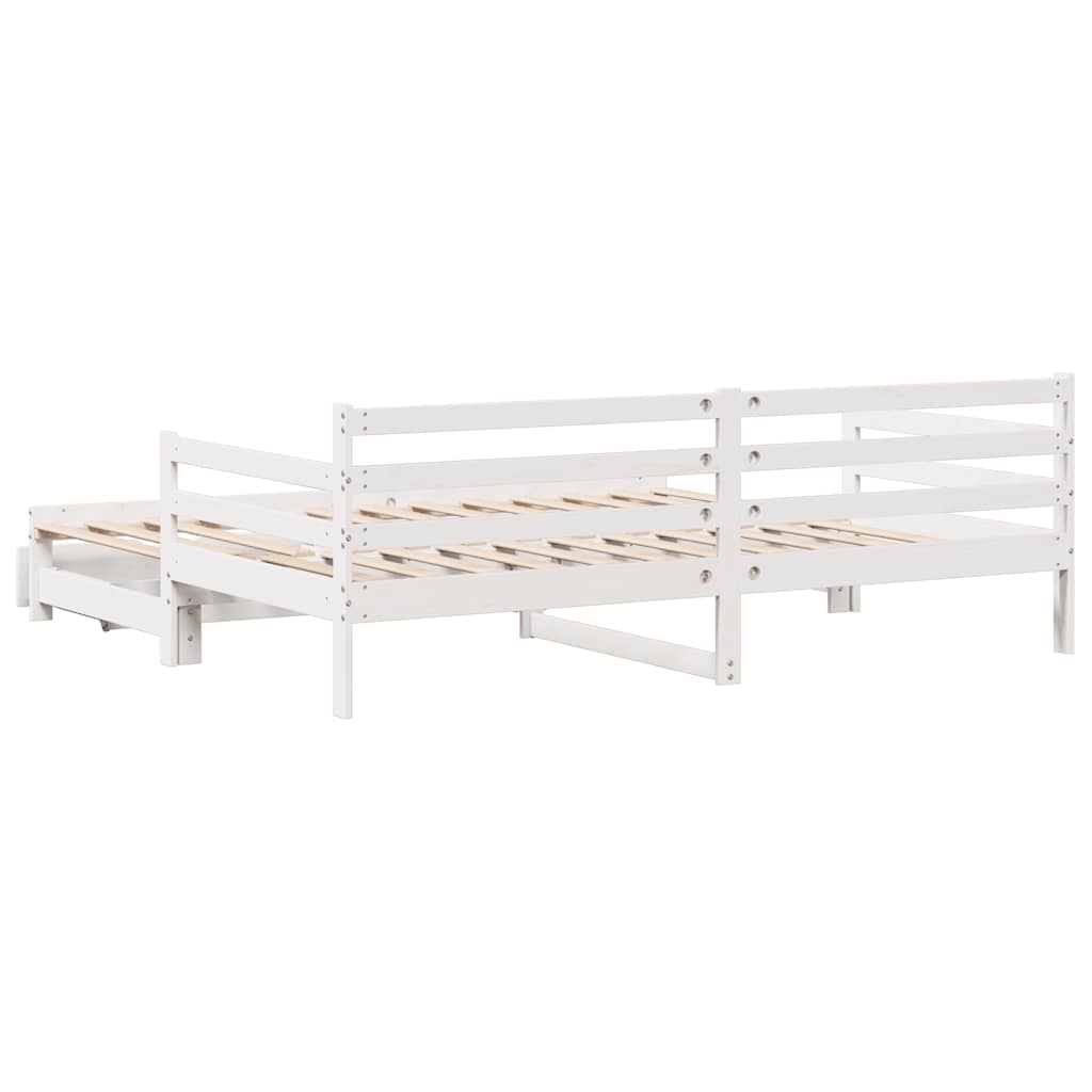 Lit de jour et tiroirs sans matelas blanc 90x200 cm bois massif - XIOS