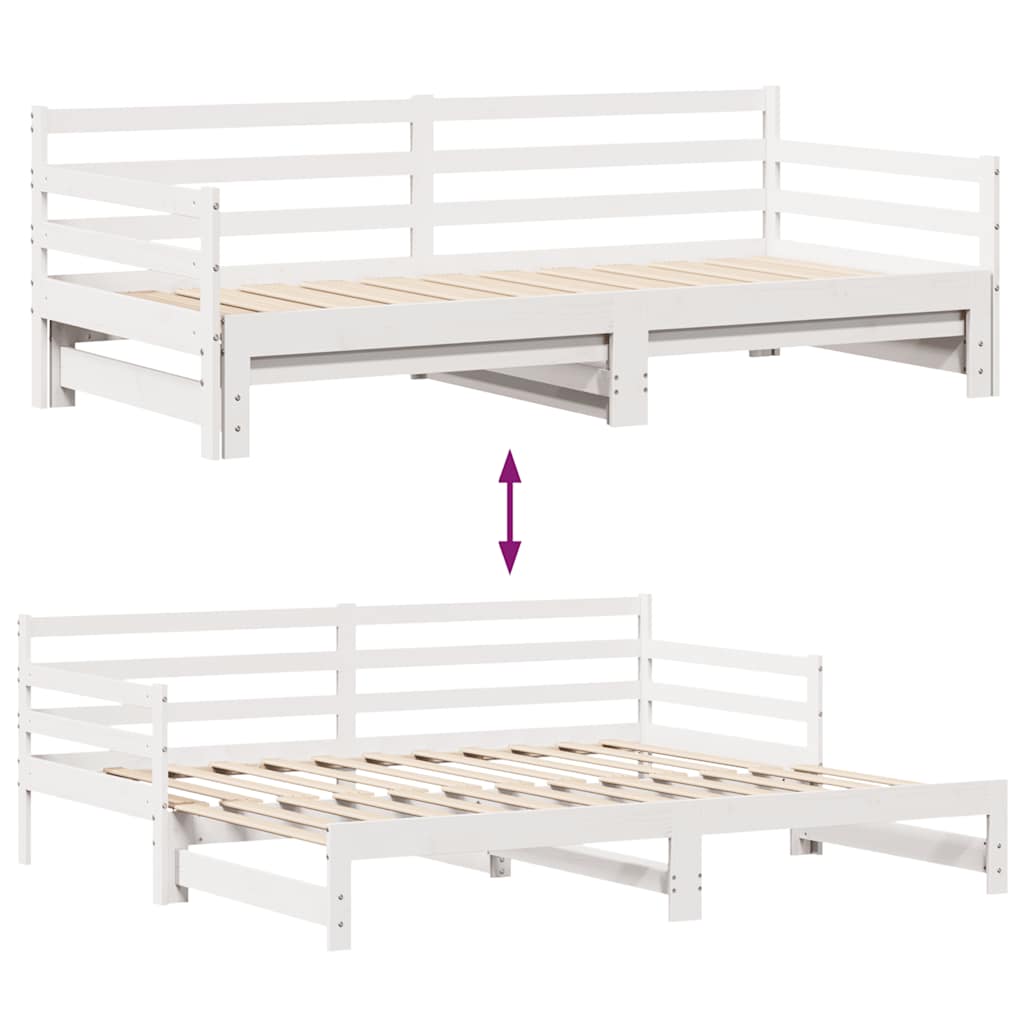 Lit de jour et tiroirs sans matelas blanc 90x200 cm bois massif - XIOS