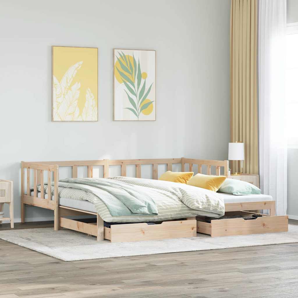 Lit de jour avec gigogne et tiroirs sans matelas 80x200 cm - XIOS