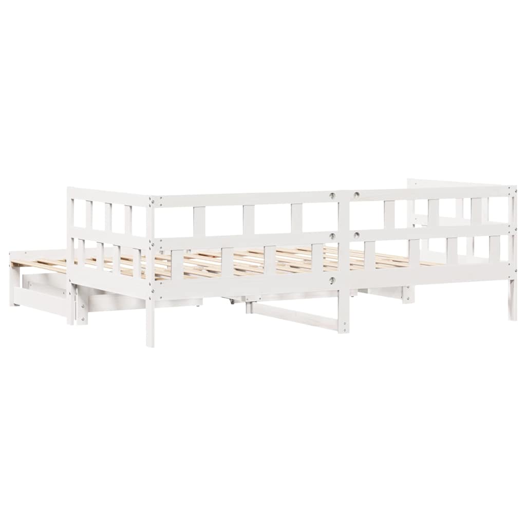 Lit de jour avec gigogne et tiroirs sans matelas blanc 90x200cm - XIOS