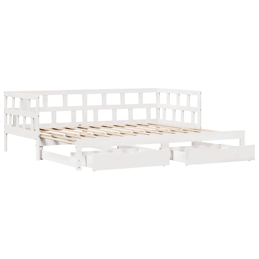 Lit de jour avec gigogne et tiroirs sans matelas blanc 80x200cm - XIOS