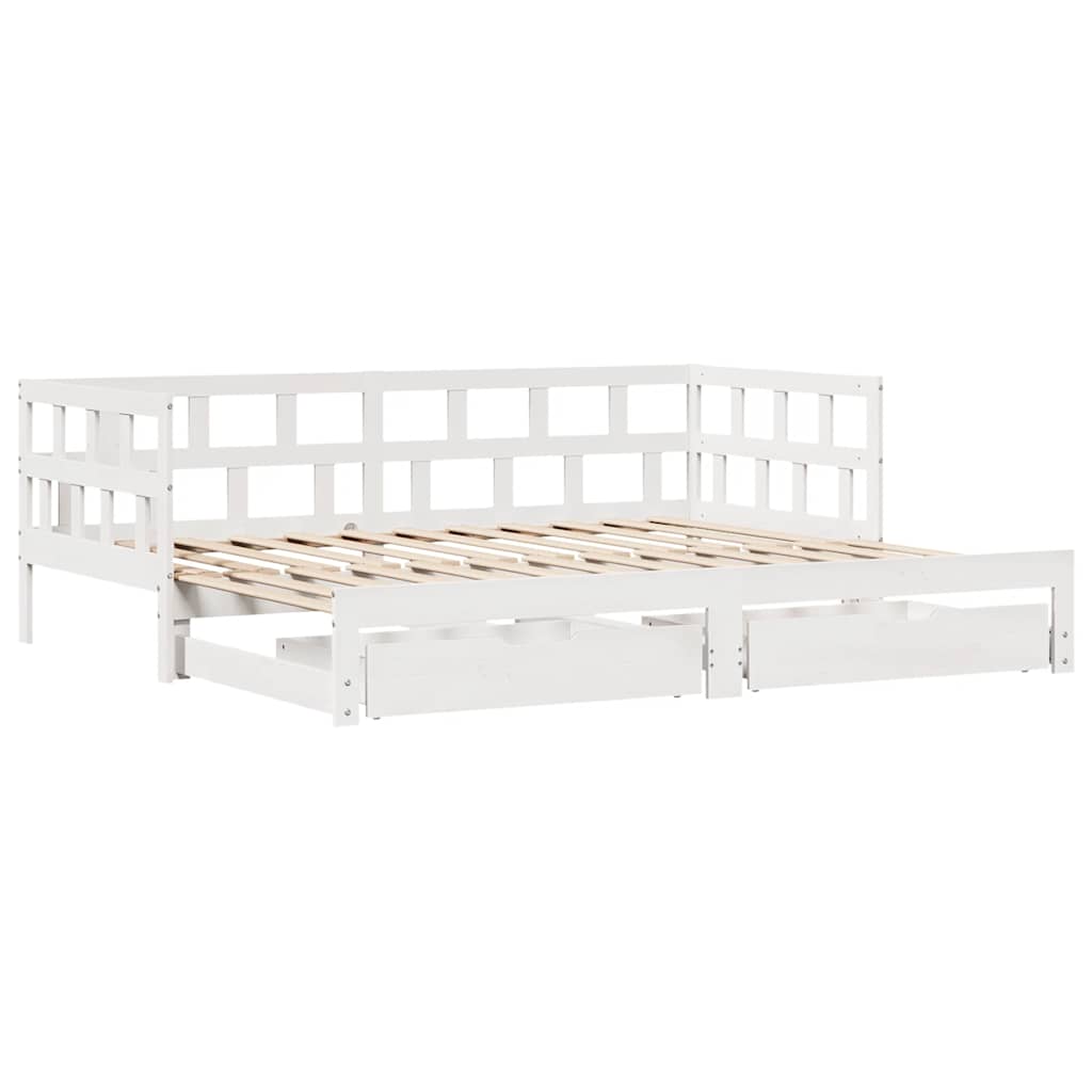 Lit de jour avec gigogne et tiroirs sans matelas blanc 90x190cm - XIOS